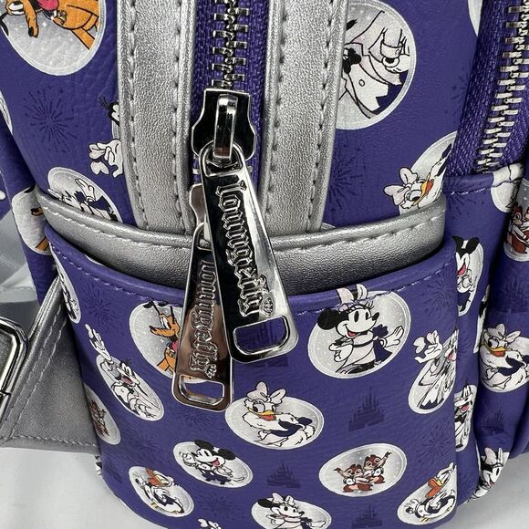 Disney Loungefly Mini Backpack 100th Anniversary Purple Sparkle 2023 - Picture 7 of 13
